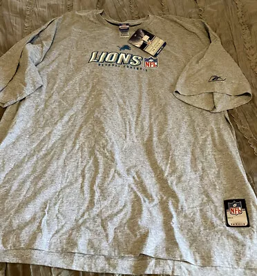 DETROIT LIONS Football REEBOK Vintage 2XL Shirt NFL Gray NEW Free Shipping • $24.99