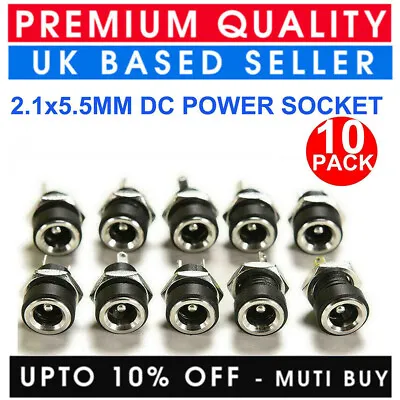 10x 5.5 X 2.1 Mm Dc Female Panel Mount Power Supply Jack Socket Plug Connectors • £3.95