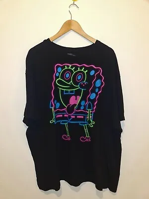 Nickolodeon Sponge Bob Square Pants Graphic Neon Print T-Shirt Size XXL • £19.99