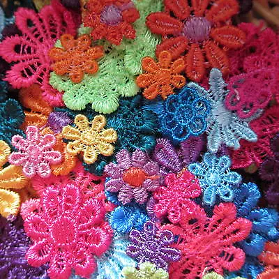 Assorted BRIGHT 10-25mm Guipure Lace Daisy Motifs Sew On Flower Appliques • £3.30