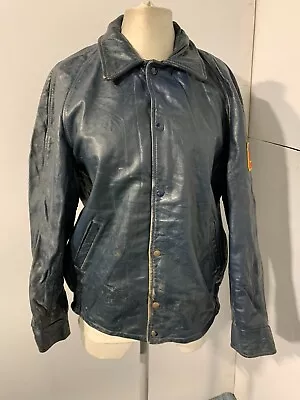 VINTAGE 70's CANADIAN LEATHER VARSITY BASEBALL JACKET SIZE M GUELF UNIVERSITY • £69