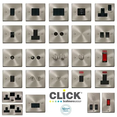 £21.23 • Buy Click Deco Victorian Satin Chrome Switches & Sockets Full Range Black Inserts