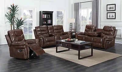 CURBSIDE SHIPPING TO MD 21557 - NEW 3PC Brown Sofa Living Room 5-Recliner Set • $1999.99