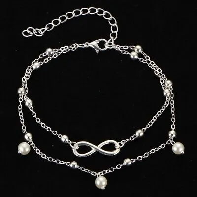 Anklet Foot Chain Boho Beach Beads Ankle Bracelet 925 Sterling Silver Plated • £3
