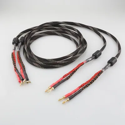 Pair 12AWG OCC HiFi Speaker Wire 16 Strand Braided Pure Copper Loudspeaker Cable • £21.60