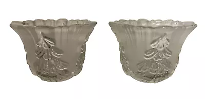 Mikasa Frosted Glass Christmas Tree Tea Candle Holders (2) • $10