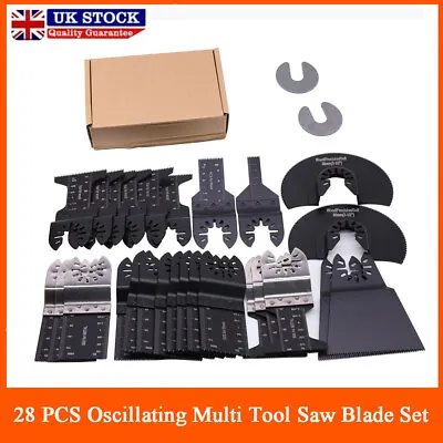 28PC Oscillating Multi Tool Saw Blades Set Carbide Blade Metal Wood Metal Cutter • £14.03