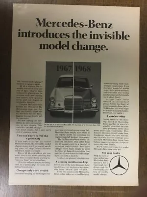 M121 Mercedes-Benz B&W Advertisement 1967 1968 250S Invisible Model Change 11/67 • $9.99