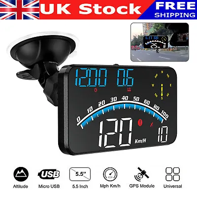 Digital Speedometer Universal GPS Car HUD Head Up Display MPH Overspeed Alarm !! • £24.99