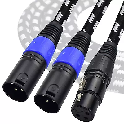 XLR Y Splitter Cable 2 Male To 1 Female Microphone XLR Breakout Cable Balanced  • $19.30