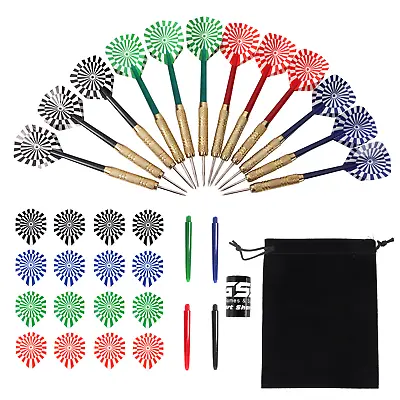 12-Pack 18G Steel Tip Darts Set With Nylon Shafts/Flights & Dart Sharpener Tool • $12.98