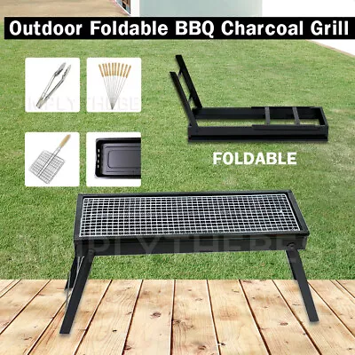 Foldable BBQ Charcoal Grill Portable Outdoor Hibachi Camping Barbecue Large Set • $26.86