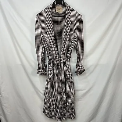 Vintage 50s State O Maine Rayon Maroon Check Smoking Lounge Robe M • $79.99