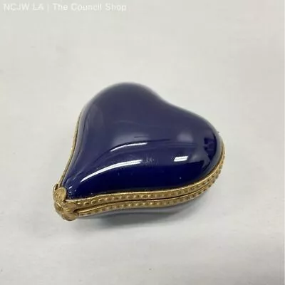 Vintage Limoges Cobalt Blue Heart Shaped Trinket Box • $25