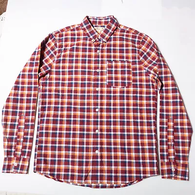 Hollister Men's Cotton Shirt Red Plaid Long Sleeve Size Medium VGC • £4.99