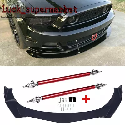 For Ford Mustang 2005-2014 Black Front Bumper Lip Splitter Spoiler + Strut Rods • $36.78