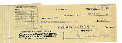 Mae West D. 1980 Signed Autographed Check COA • $59.99