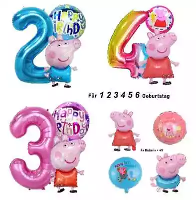 £8.60 • Buy Peppa Pig Sheets & Helium Balloon Peppa Wutz Balloon Number 1-9 Pink Red Girls Party