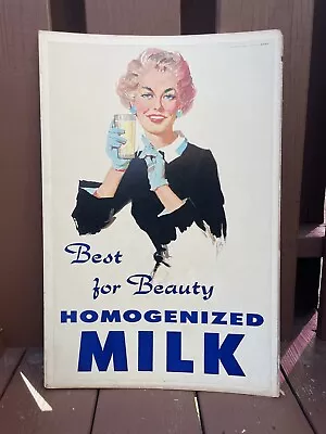 Vintage 1950s Best For Beauty MILK Advertising Poster Sign Store Display Decor • $175