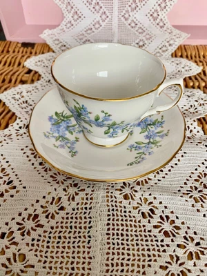 £5.99 • Buy Osborne  Bone China Forget Me Nots  Cup & Saucer