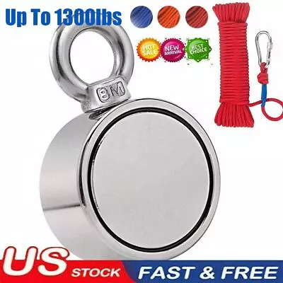 UpTo 1300lb  Fishing Magnet Neodymium Strong Pull Force Retrieving Treasure Hunt • $13.49