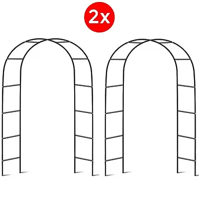 2X 2.4M Garden Arch Trellis Arched Metal Tubular Frame Climbing Plant Archway • £16.45