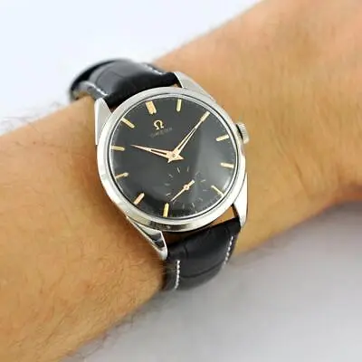 Original 1958' Omega  Manual Wind Steel Gents Watch Vintage Ref 2900 Black Dial • $595