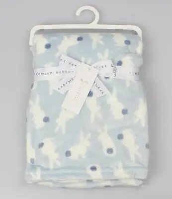 New Baby Boys Blanket Plush Fleece Wrap ~ Bunny Rabbit ~ Pure & Soft ~ Blue ~abg • £8.95