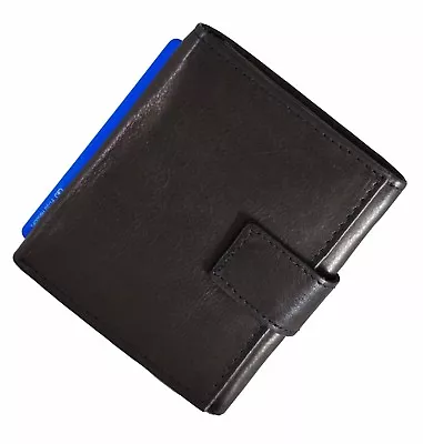 Bullz Trifold Mens Wallet Credit Card ID Holder Solid  Black Flap Up ID Window • $12.05