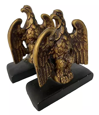 Eagle Bookends Golden & Black Ceramic • $18.99