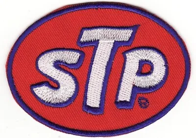 $3.99 • Buy STP Red W/Blue Border 3 1/4  X 2 3/8  Embroidered Iron On Car Patch *New* #073