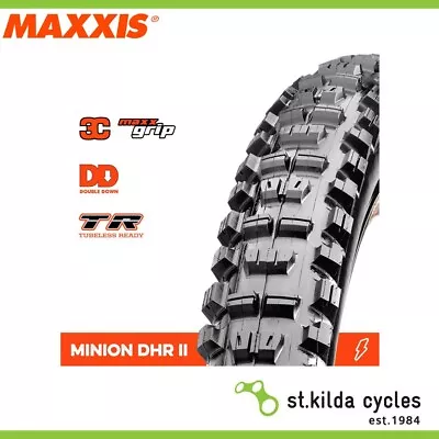 Maxxis Minion DHR II Tyre - 27.5 X 2.40 WT 3C Grip DD TR Folding 120X2TPI - Pair • $289.50