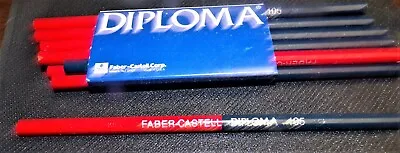 12 Vintage Faber Castell DIPLOMA  Red & Blue Dual Color Checking Pencils NEW • $12