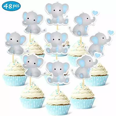 Primeros De La Magdalena Toppers Decoracion Elefante Baby Shower Para Niño Set • $14.15