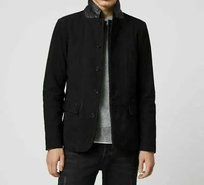 Men's Genuine Real Lambskin Suede Leather Versatile Look Black Blazer Coat • $109.36