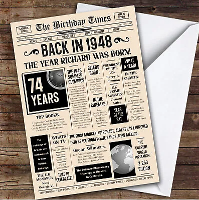 1948 Newspaper Any Age Any Year You Were Born Facts Personalised Birthday Card • £6.59