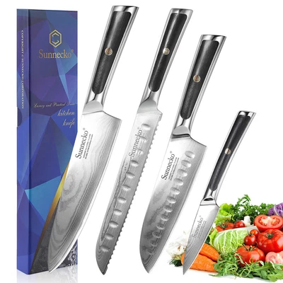 $429.97 • Buy 4pcs Kitchen Knife Set Chef Japanese Santoku Slicer Damascus Blade Bread Cutlery