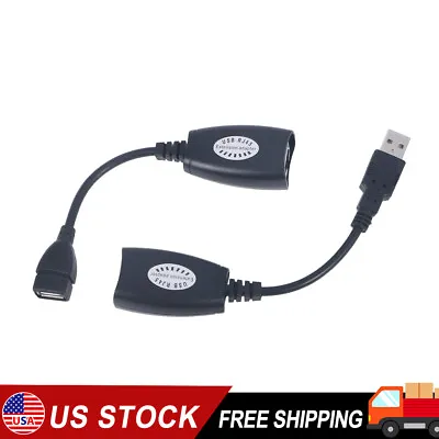 USB 2.0 Extension Ethernet RJ45 Cat5e/6 Cable Adapter Extender Over Repeater NEW • $5.88