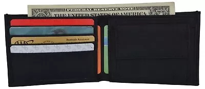 Black Slim Thin Kids Nylon Bifold Wallet With Coin Pouch NEW!! • $10.99