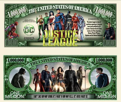 ✅ DC Comics 100 Pack Justice League Novelty Collectible 1 Million Dollar Bill ✅ • $19.95