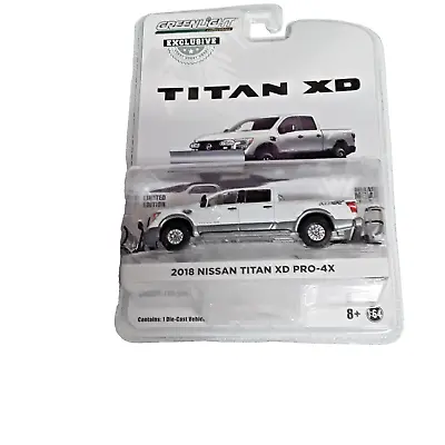 Greenlight 1/64 2018 Nissan Titan XD Pro-4x Diesel Snow Plow White Truck Cummins • $25.65