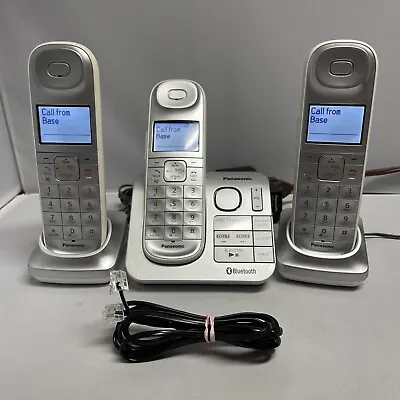 Panasonic KX-TGL460 Trio 3 Handsets Single Line Cordless Phone White Bluetooth • $24.95