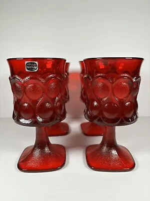 Vintage MCM 70s Noritake Spotlight Ruby Red Goblets Glass Japan Set Of 4 GLOWS • $40