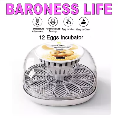 Egg Incubator For Hatching With Automatic Egg Turning Led Egg Test Lamp Clear Li • £49.99