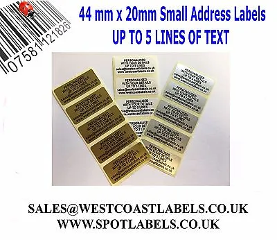 £42.99 • Buy Personalised Printed Sticky Address Labels Stickers White Gold Silver 