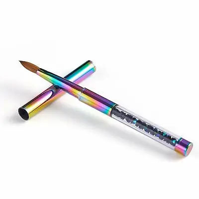 100% Pure Kolinsky Acrylic Rainbow Nail Brush Crystal Handle Sable Size 6-14 • $12.25