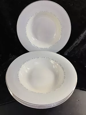 Mikasa Ultima+ BRIDAL LACE Set Of 4 Lg Rimmed Bowls 8 3/4” HK319 Exc • $38