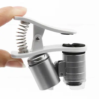 Mini 60X LED&UV Light Microscope Magnifier Jewelry Loupe With Mobile Phone Clip • $6.64