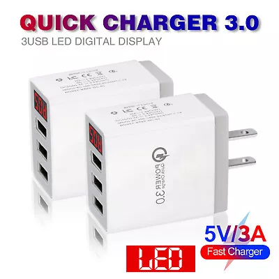 2 Pack 3-Ports Fast Wall Charger Block Phone USB Cube For IPhone IPad Samsung US • $7.99