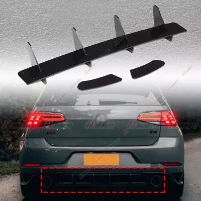 $59.99 • Buy For VW GOLF MK7 GTI Glossy Black Rear Bumper Diffuser Side Splitters Spoiler Lip